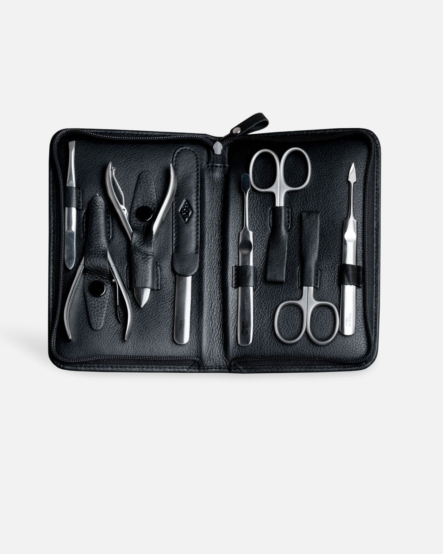 8-Piece Manicure Set - Black Nappa Leather