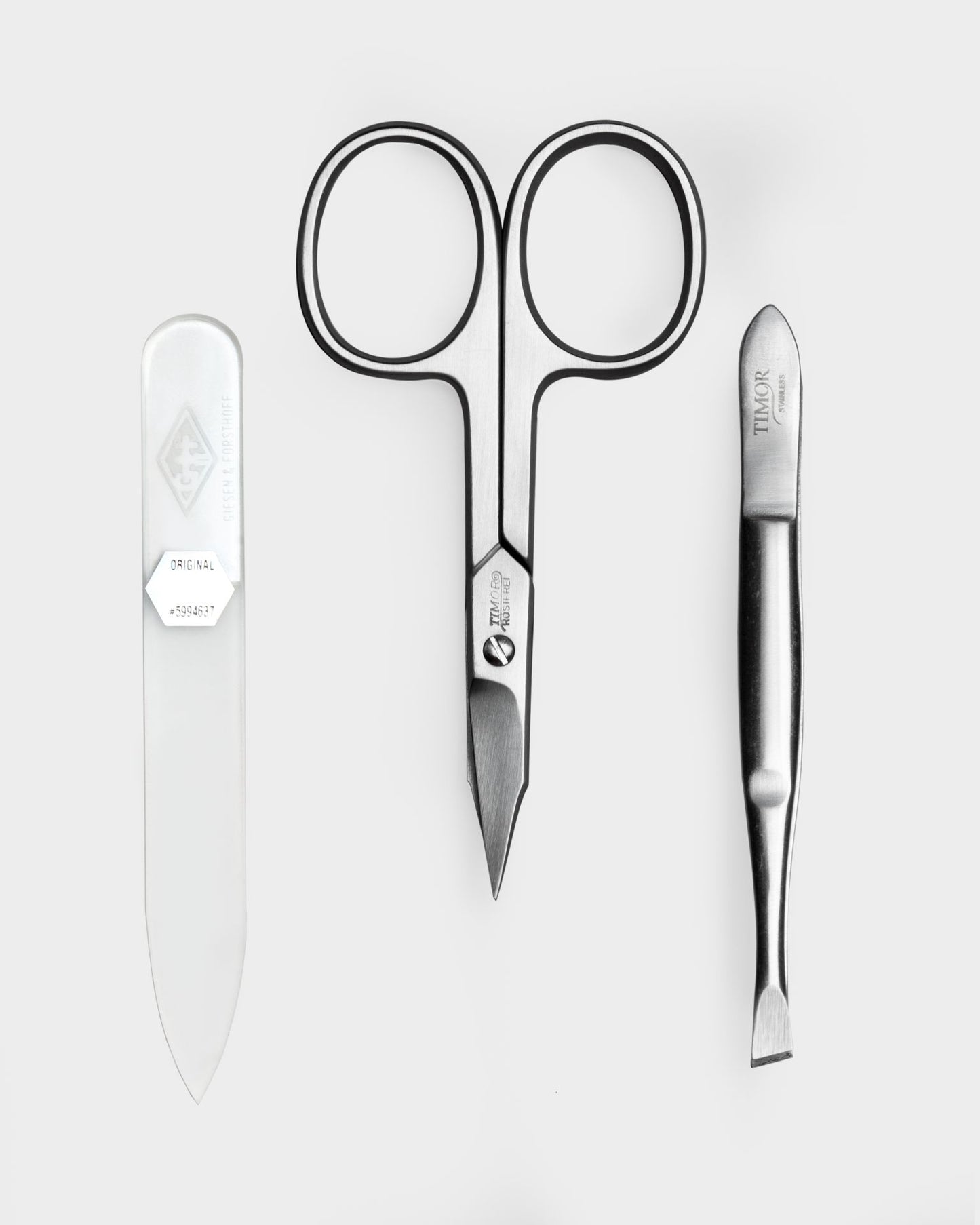 3-Piece Manicure Set - Black Smooth Leather