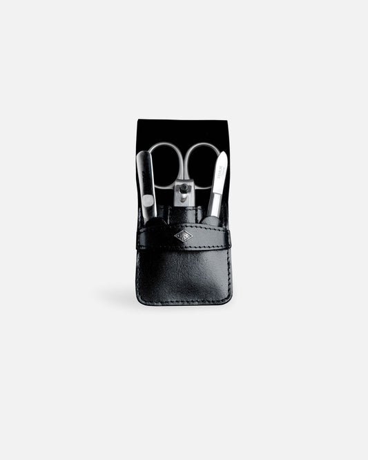 4-Piece Manicure Kit - Black Smooth Leather