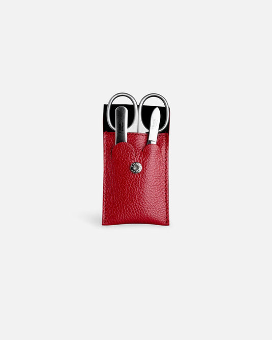 3-Piece Manicure Kit – Red Grained Leather Case