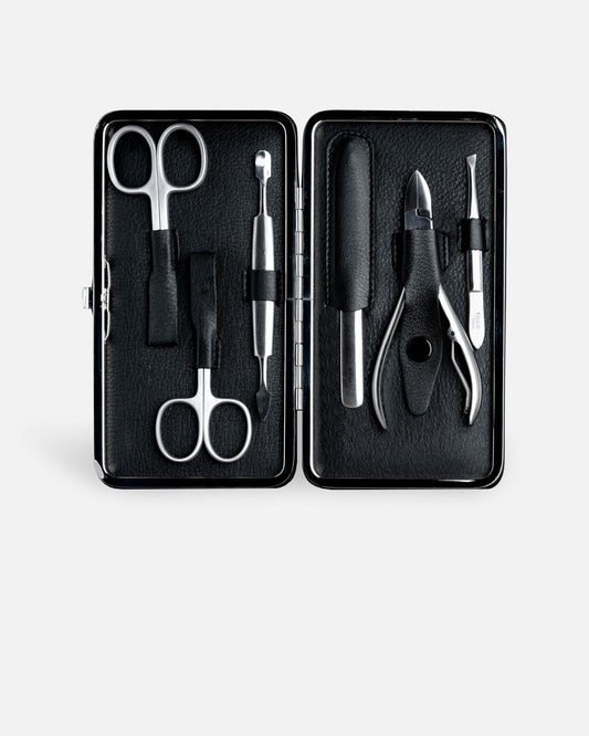 6-Piece Frame Manicure Set - Black Nappa Leather