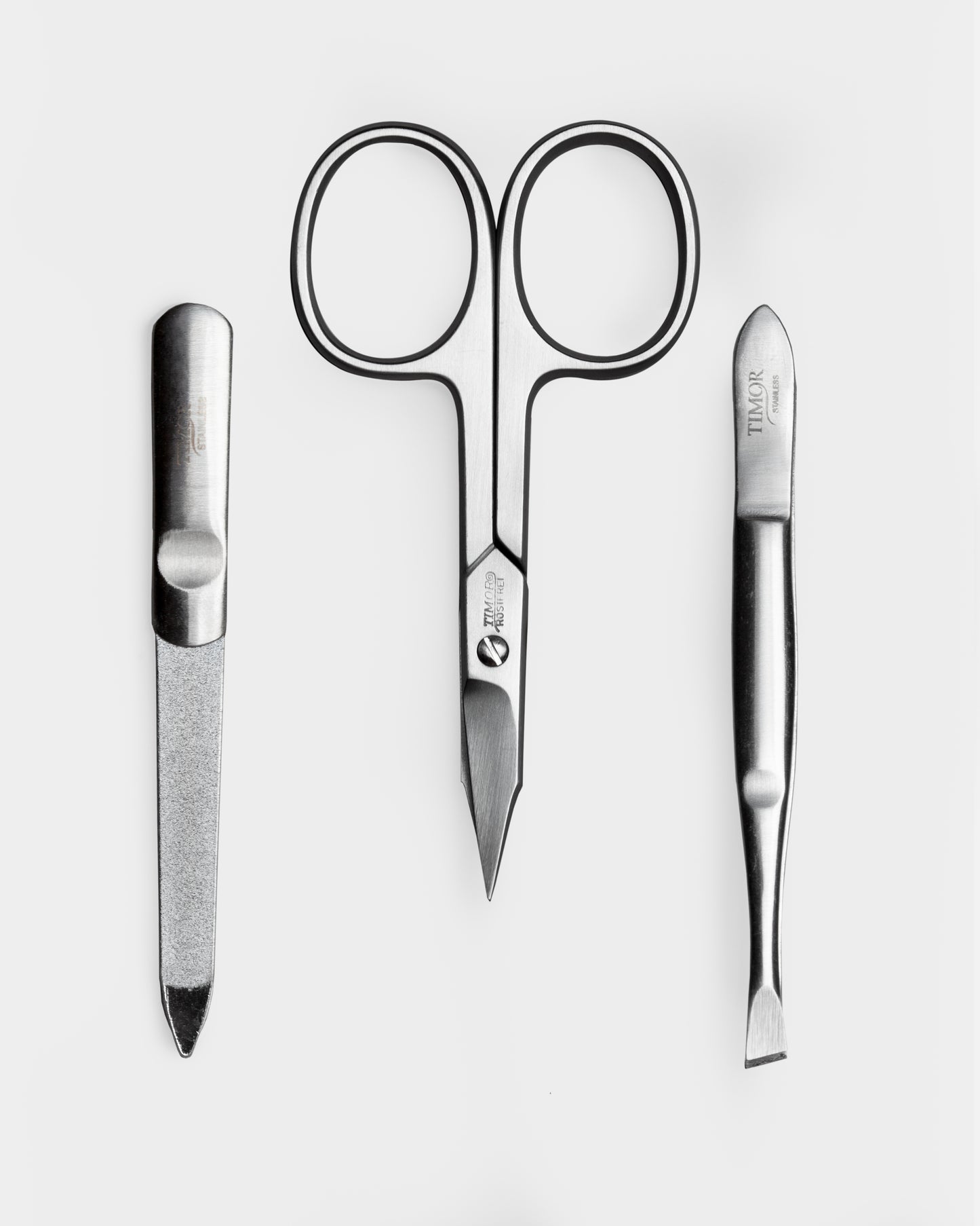 3-Piece Manicure Kit - Black Grained Leather