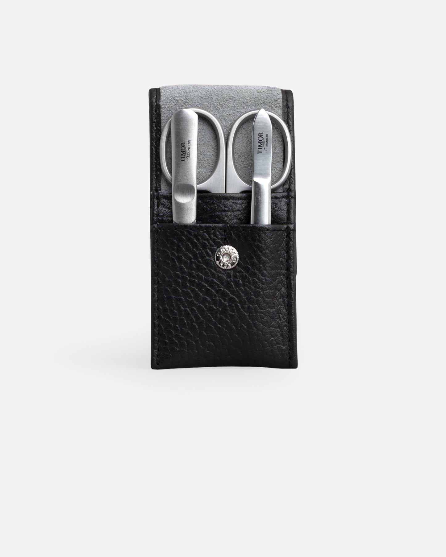 3-Piece Manicure Kit - Black Grained Leather
