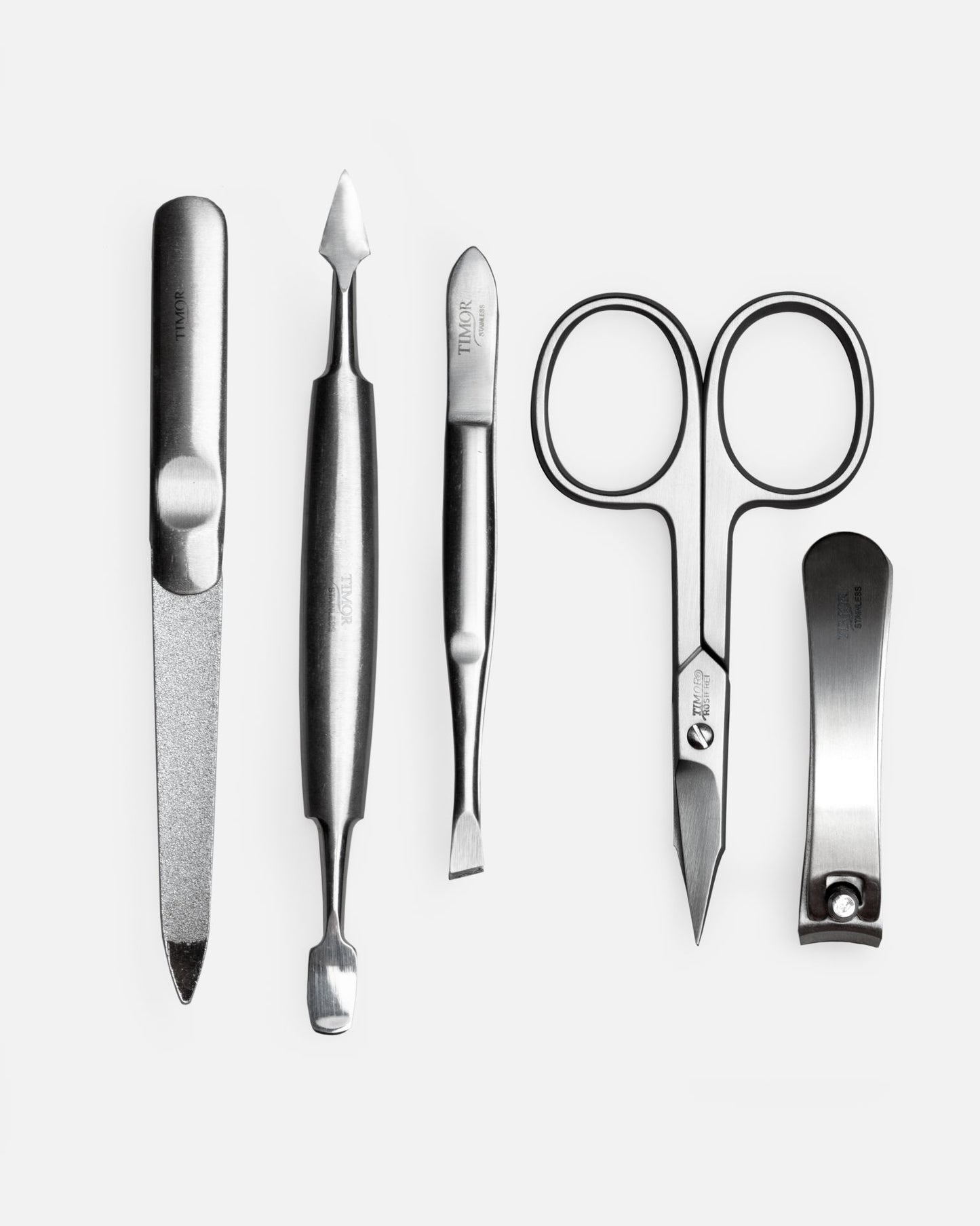 5-Piece Manicure Set - Brown Leather with Zipper Closure