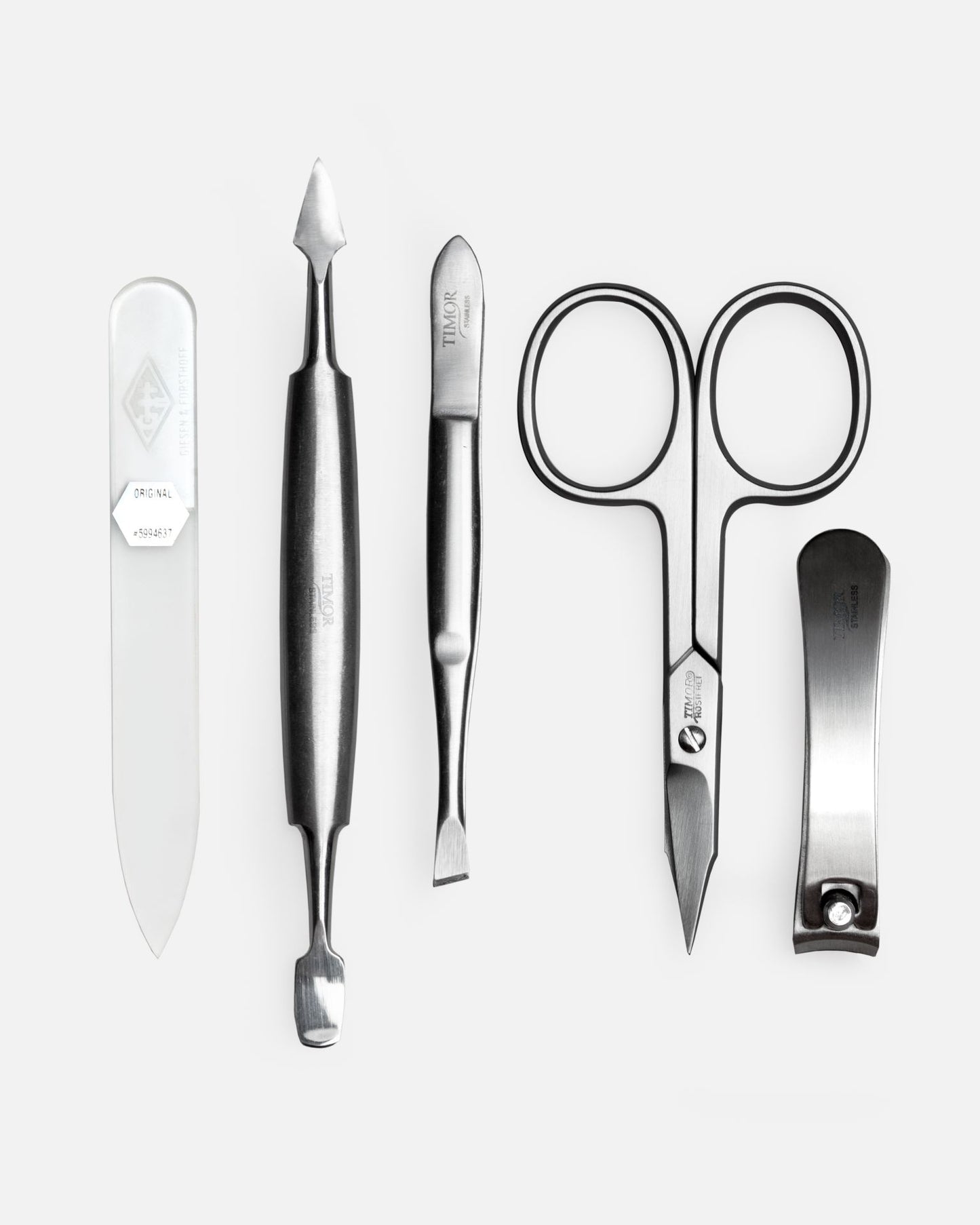 5-Piece Manicure Set - Brown Leather with Zipper Closure