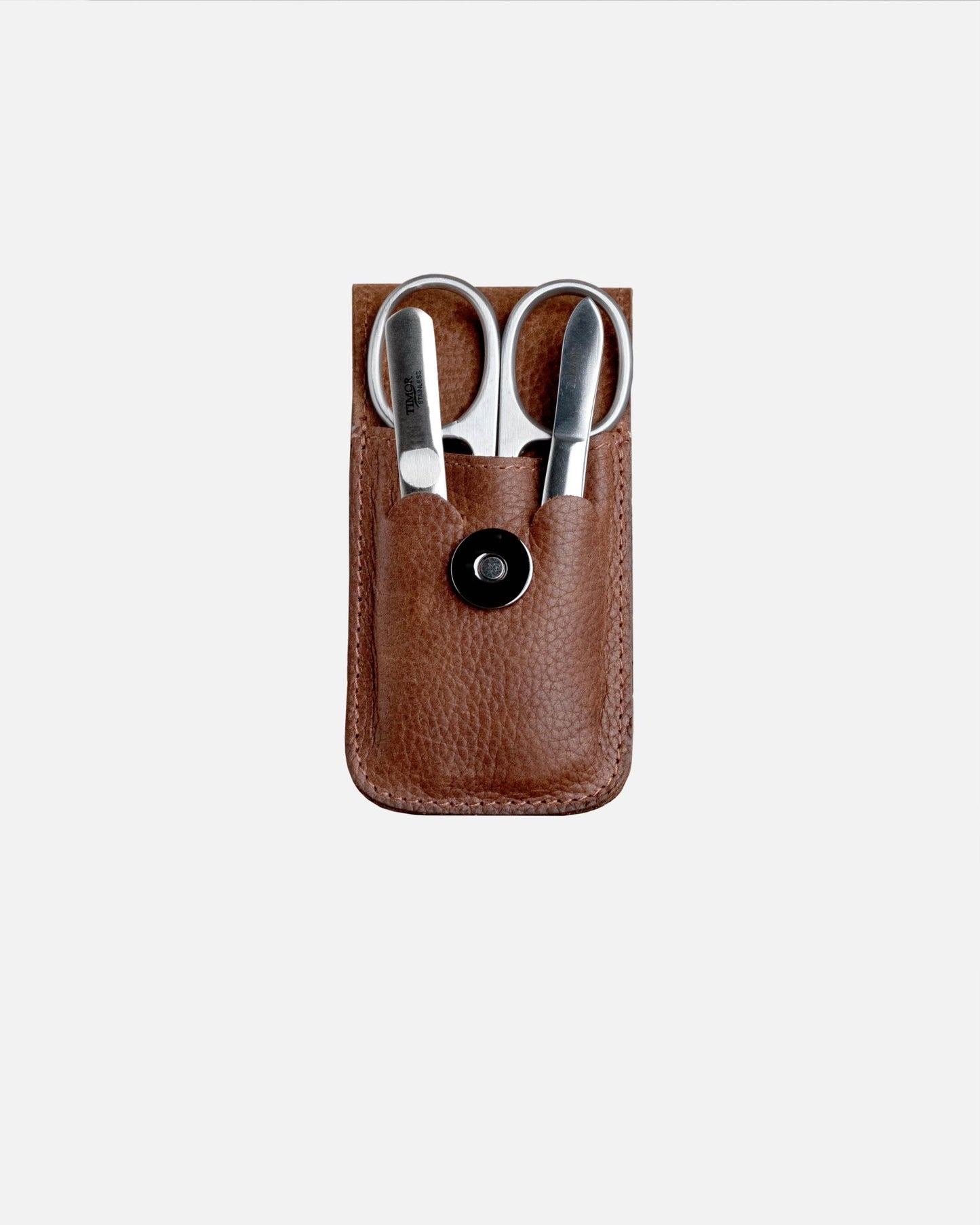 3-Piece Manicure Kit - Brown Grained Leather