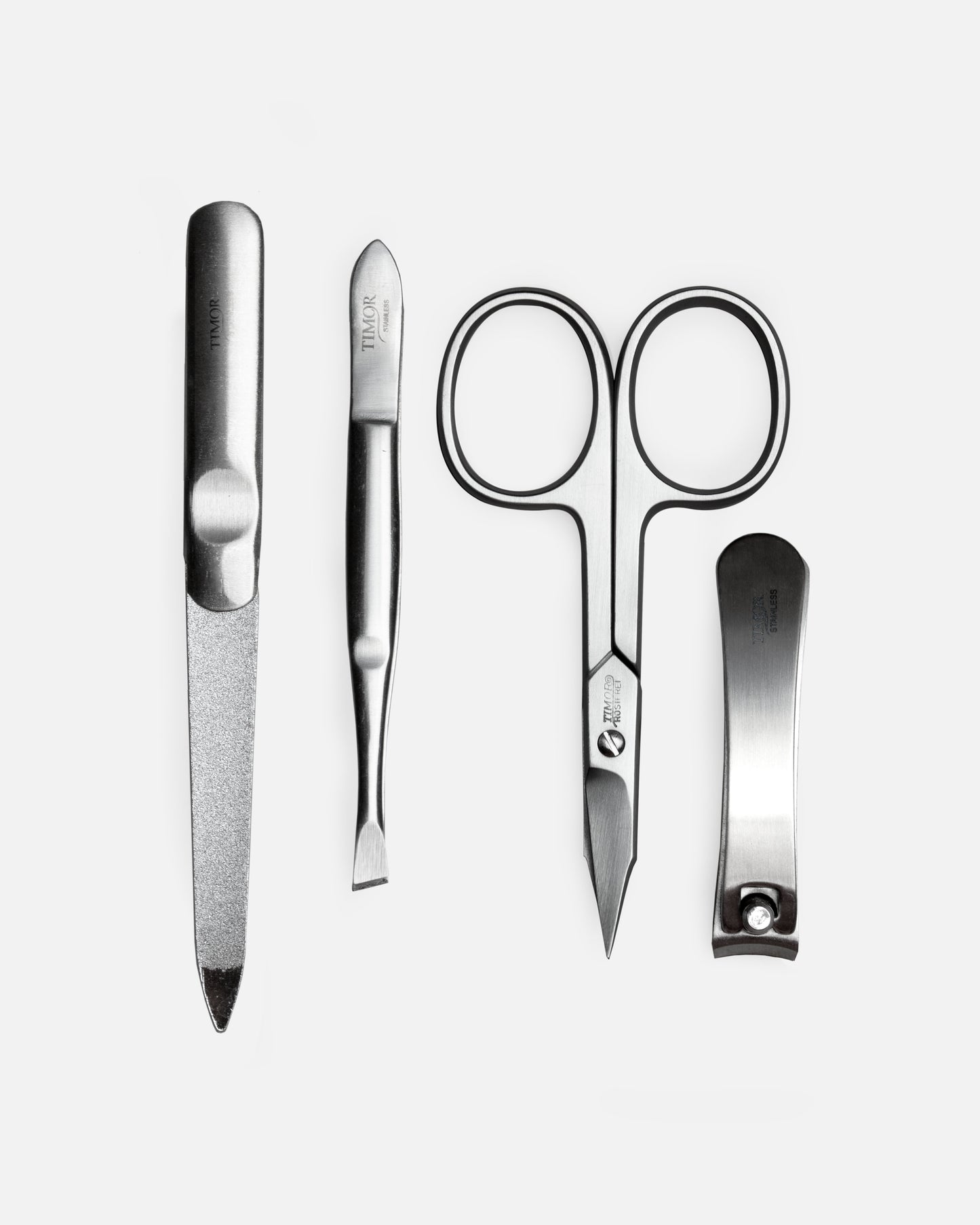 4-Piece Manicure Set - Black Grained Leather
