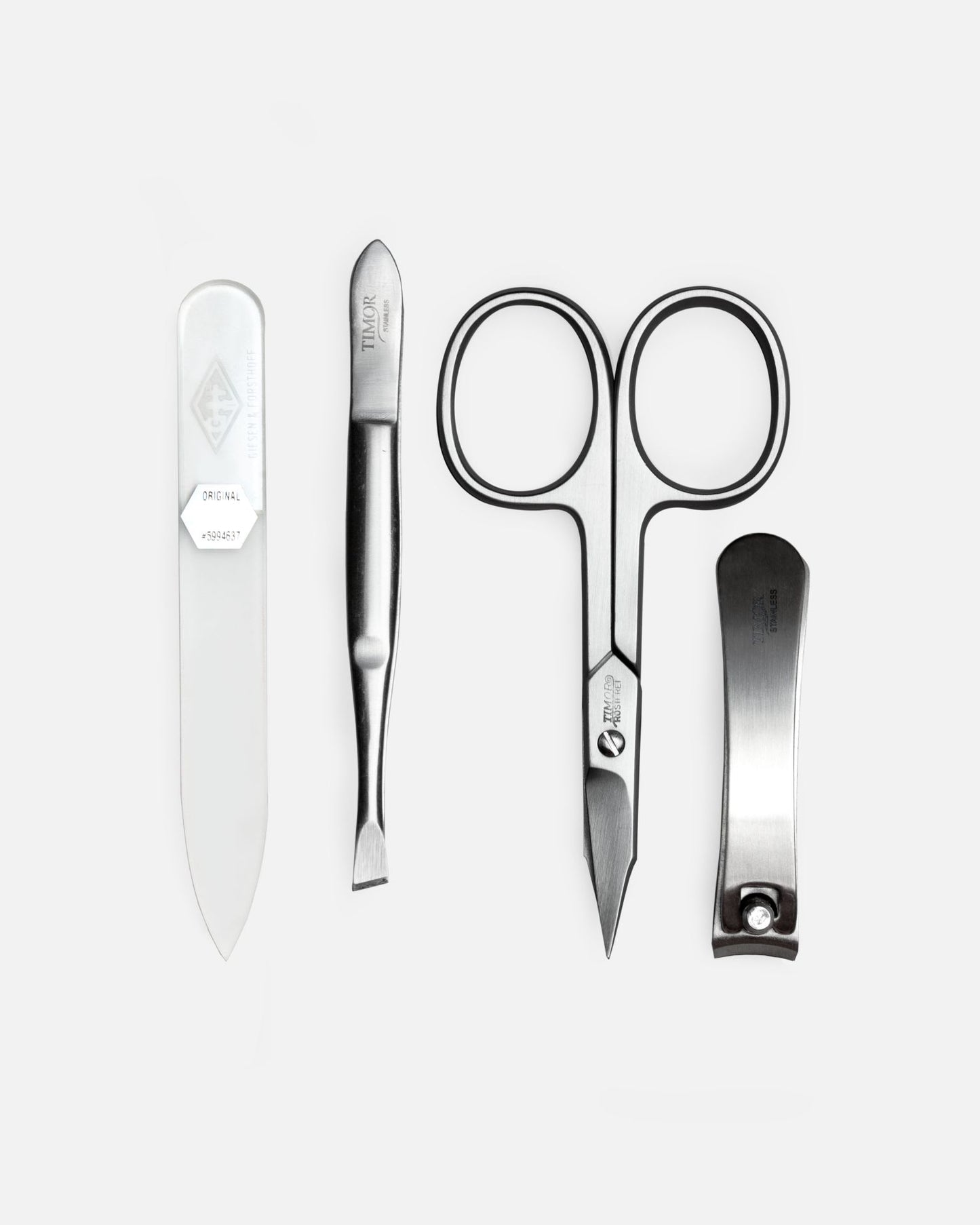 4-Piece Manicure Set - Black Grained Leather