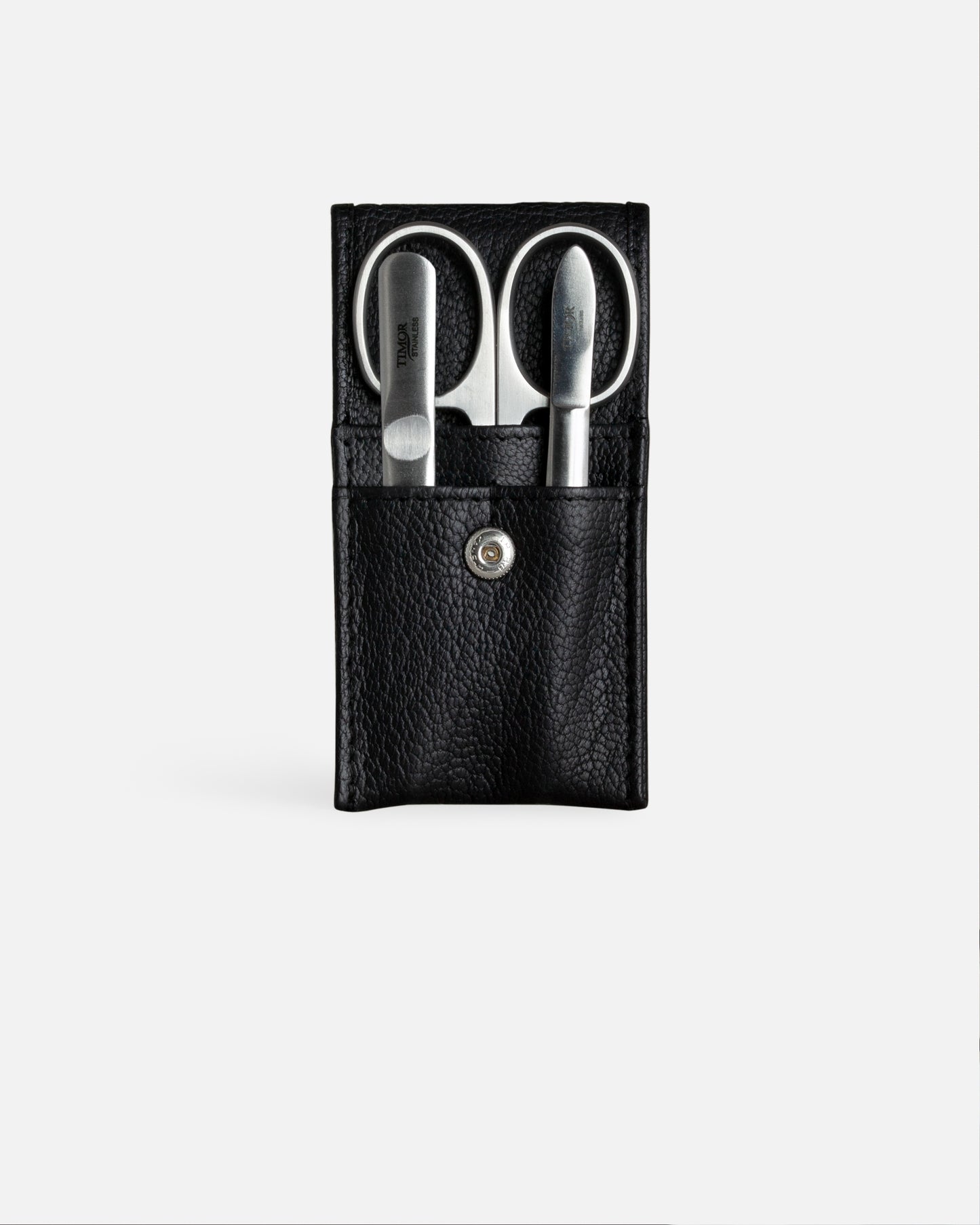 3-Piece Manicure Kit - Black Naturally Tanned Leather